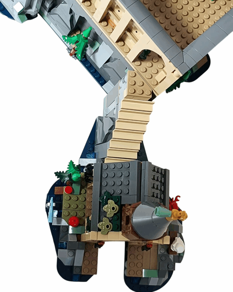 LEGOホグワーツ大広間セットとボートハウスの接続(俯瞰アングル)