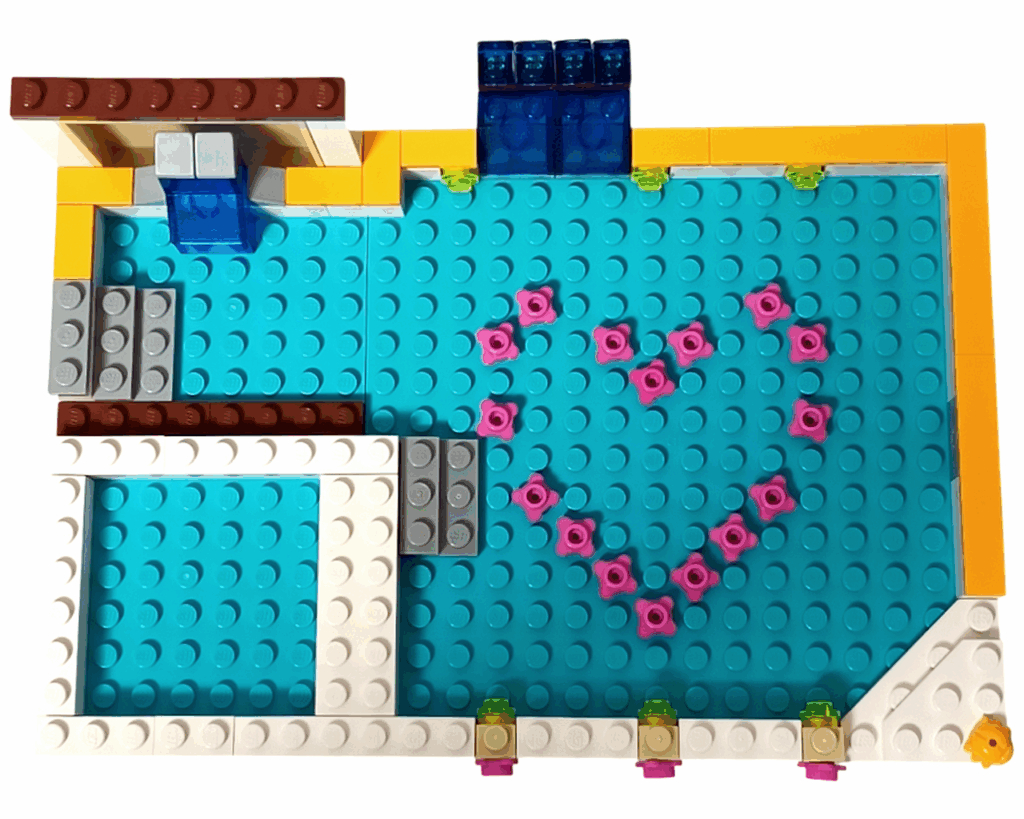 LEGO Friends 41008 スプラッシュプール プール中央にハート型の花模様を作っている