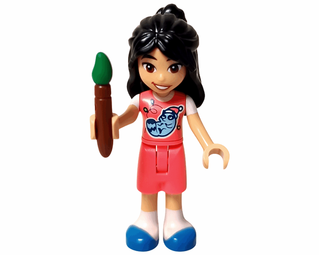 LEGO Friends 42668 リアン ミニドールが筆を持っている。